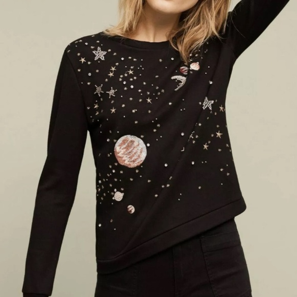 RARE Anthropologie Cosmic Galaxy Sweater top